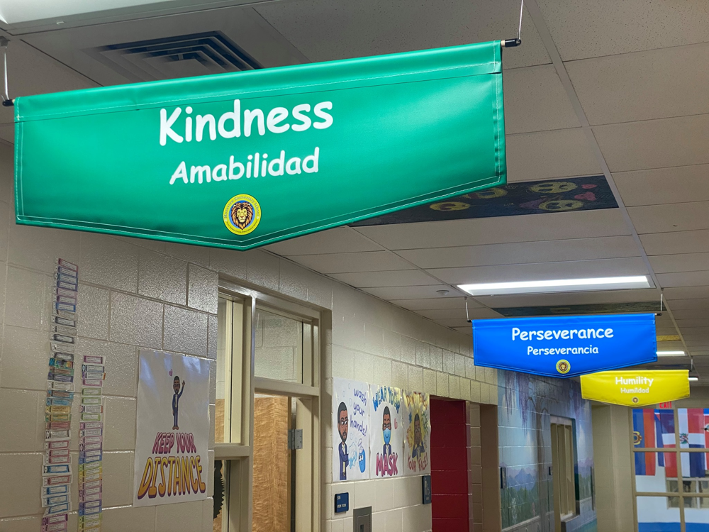 Example of well-designed hallway banners.